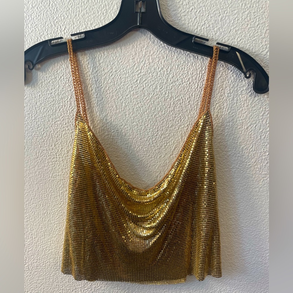 NWOT Better Be gold chainmail crop top